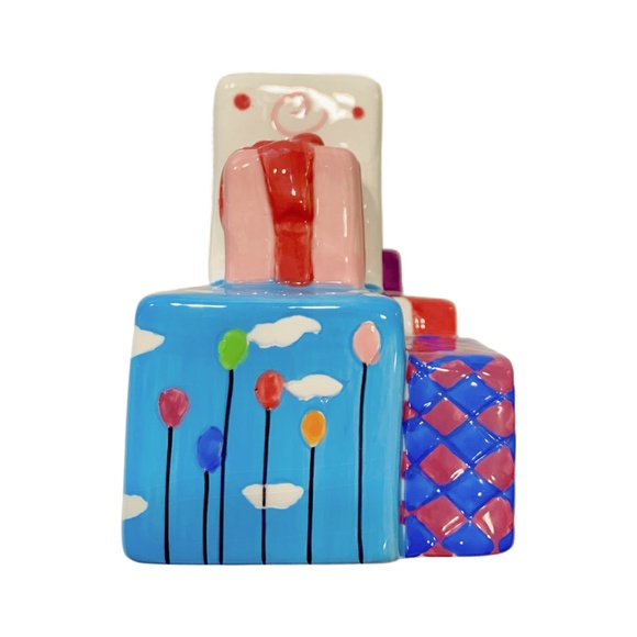 Vintage Ceramic Birthday Cake Pedestal Stand with Presents Server - Picture 3 of 13